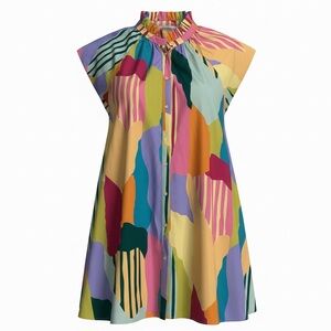 CROSBY by Mollie Burch Multicolor Abstract Cap Sleeve Dress